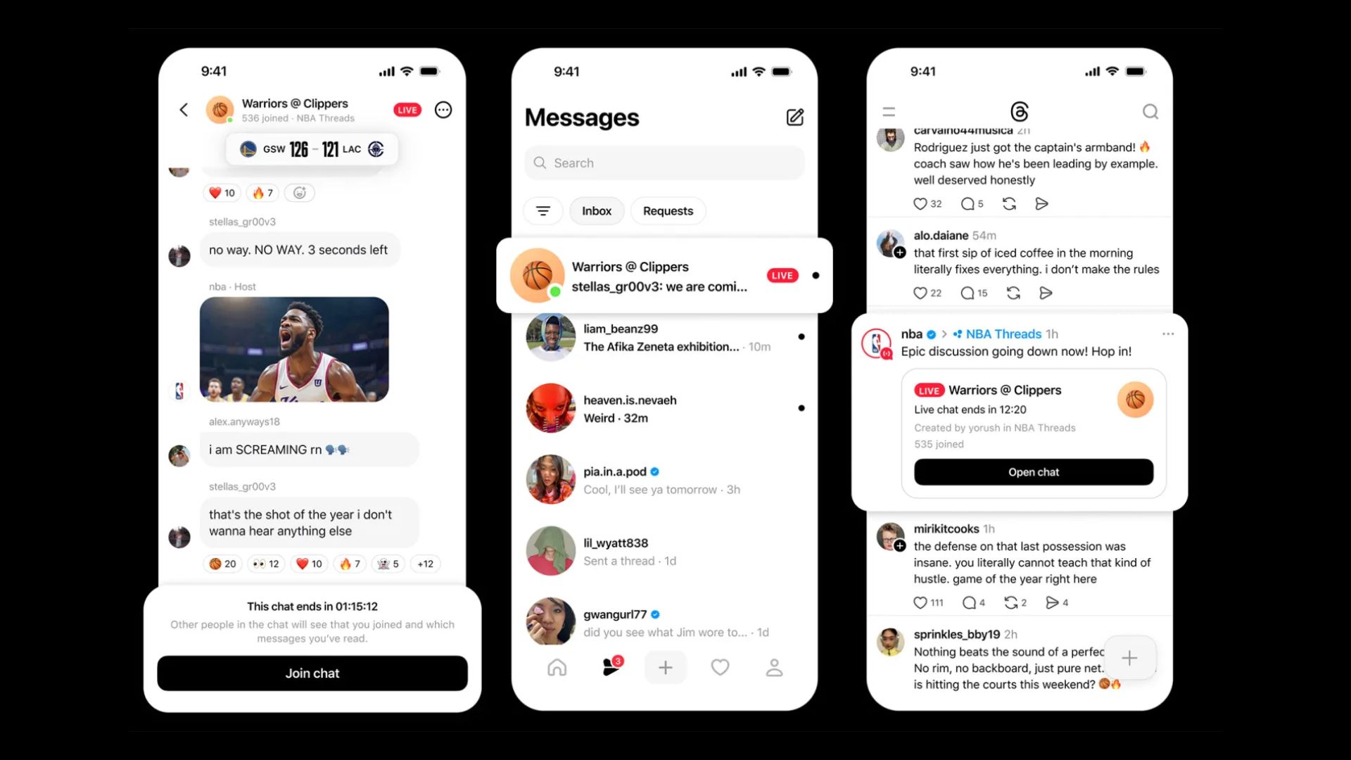 Threads live chats launch