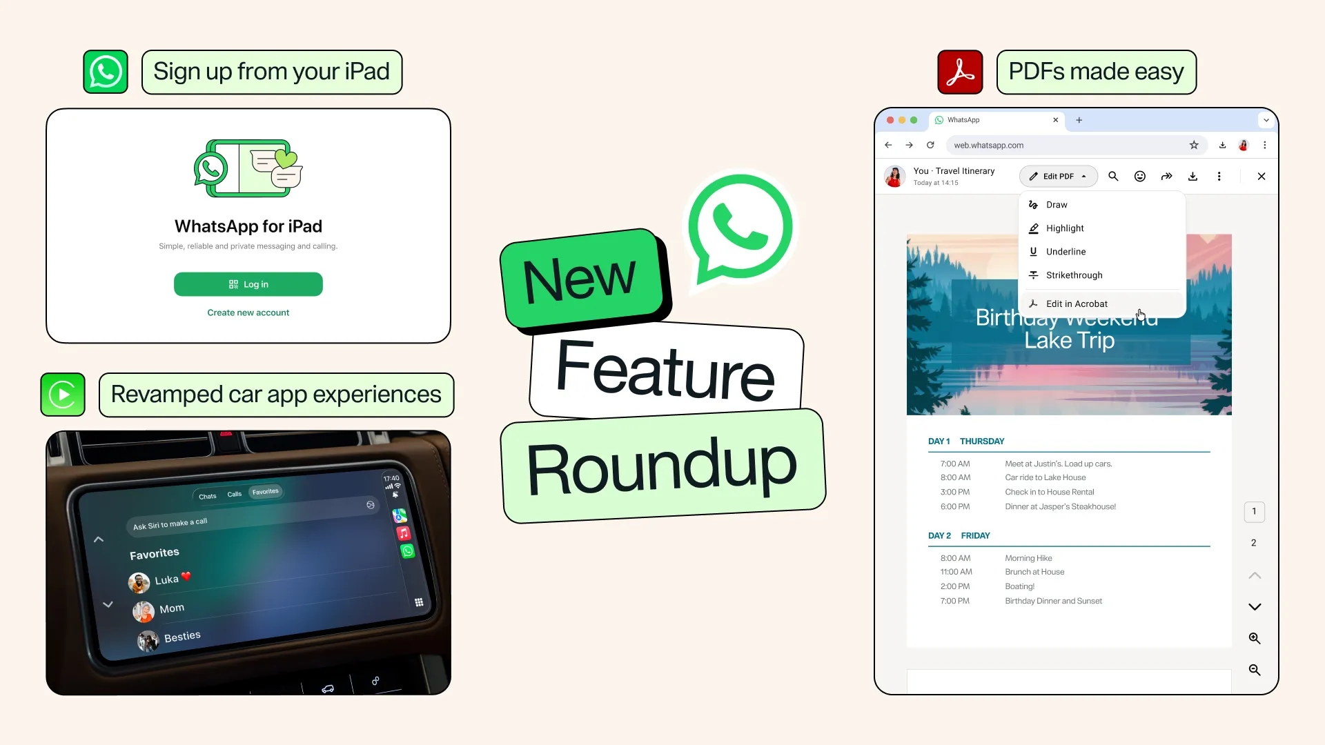 WhatsApp Adds Apple Music Sharing, iPad Signups, and New CarPlay Features