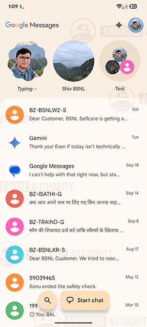 Google Messages new typing indicator