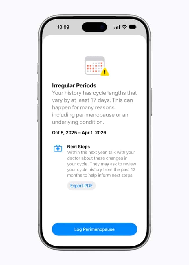 Apple iPhone 18 Pro Health app perimenopause