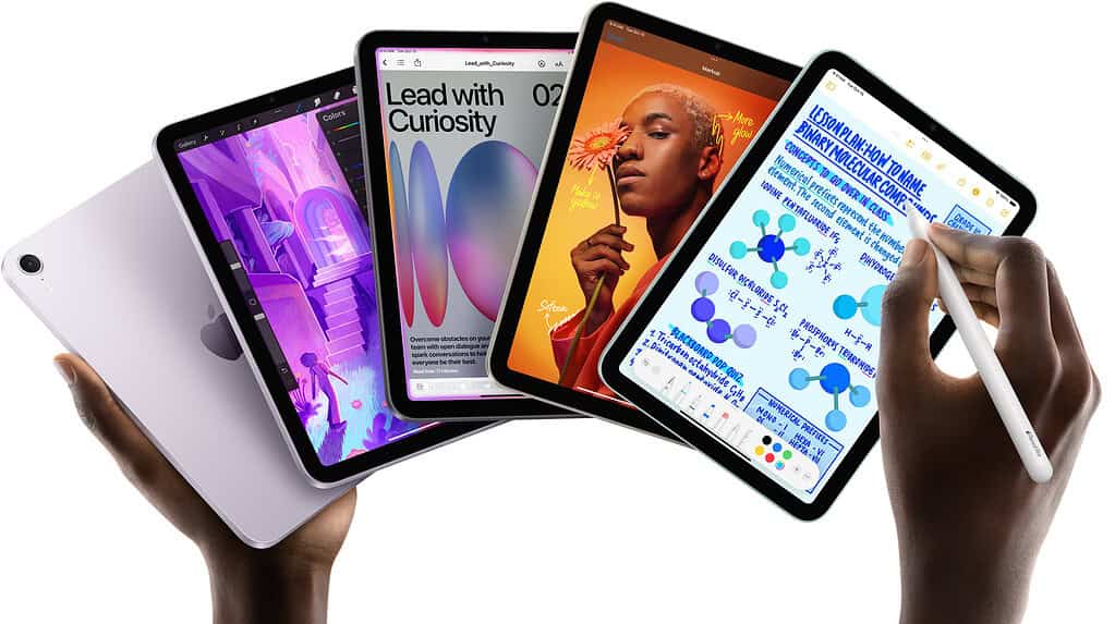 iPad mini models displaying creative apps and handwritten notes