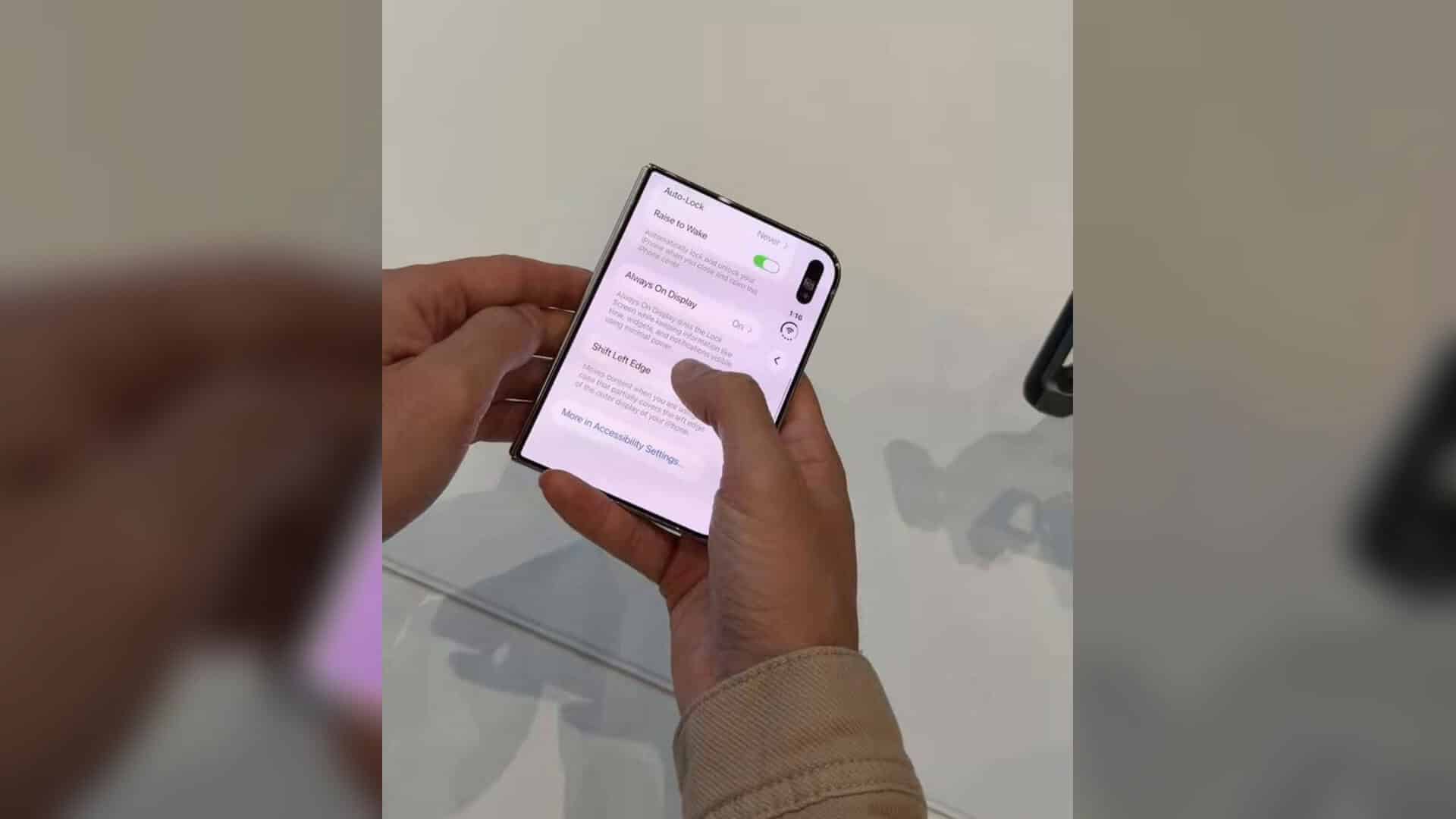 Shift Left Edge bezel setting displayed on an iPhone Duo