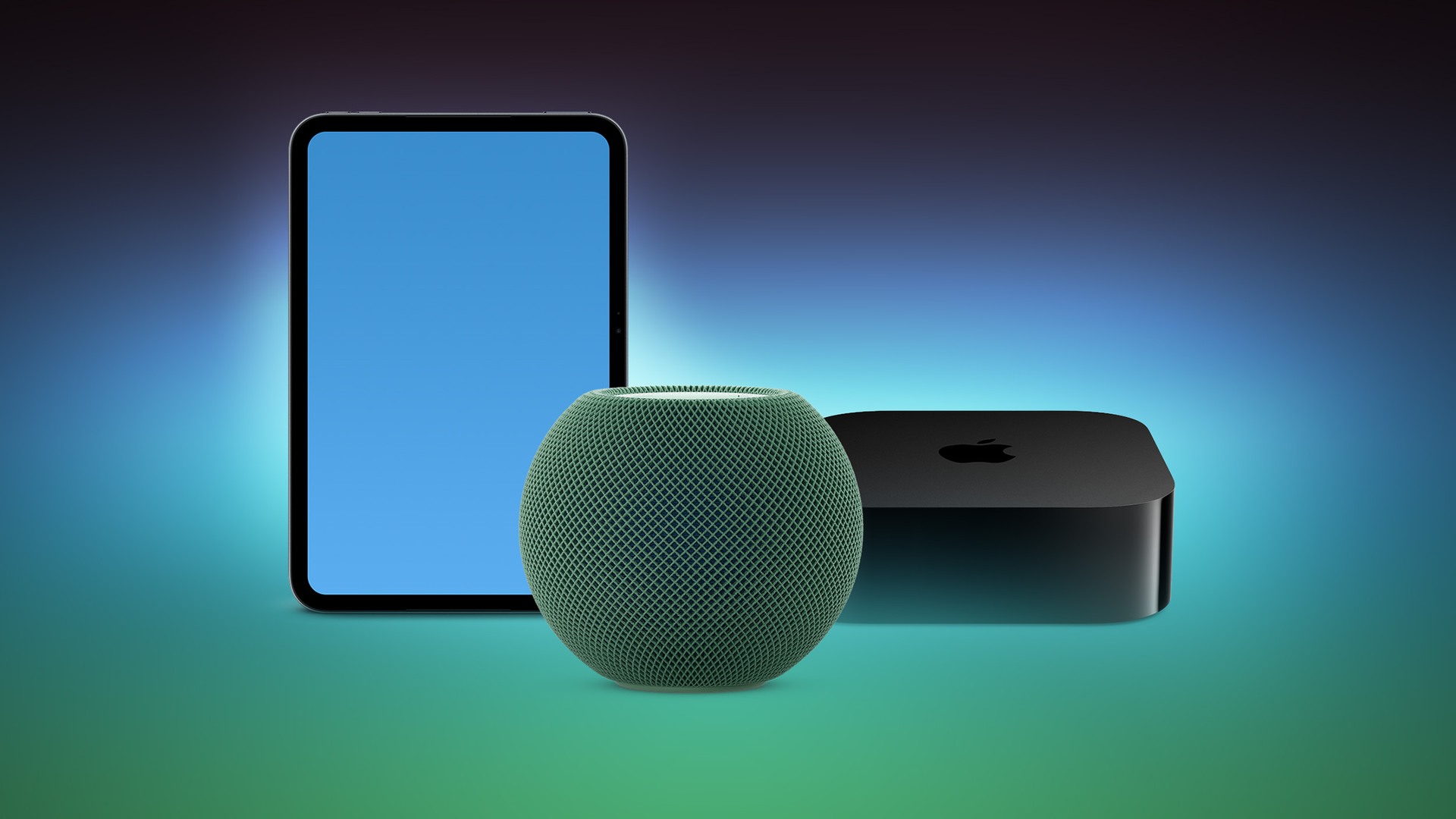 Leaked images showing an iPad mini, five HomePod mini speakers and an Apple TV 4K