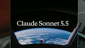 Claude Sonnet 5.5 announcement artwork showing Earth through a window