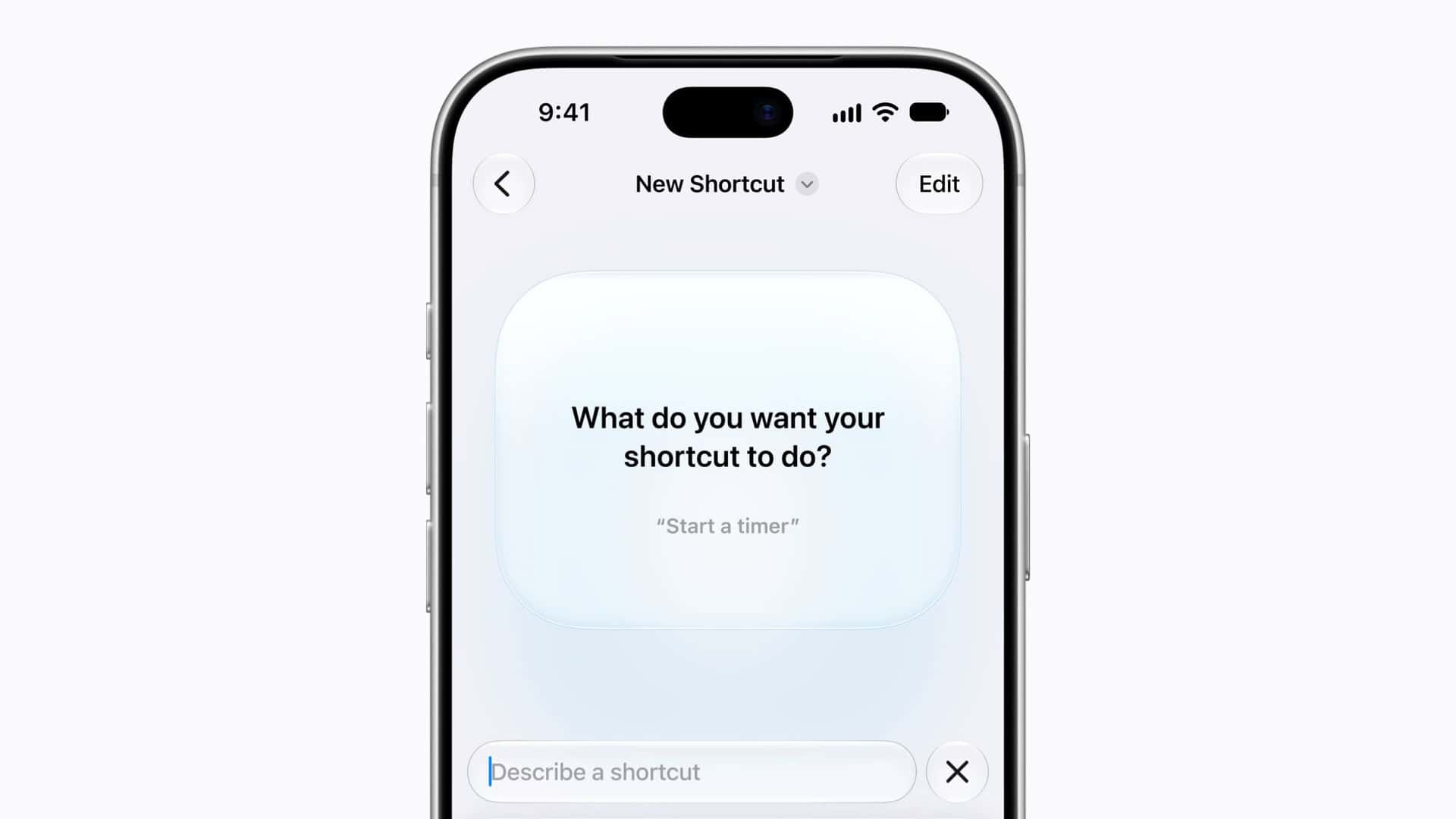 Describe a Shortcut open in the Shortcuts app on iPhone