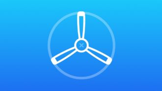 Apple TestFlight propeller icon on a blue background