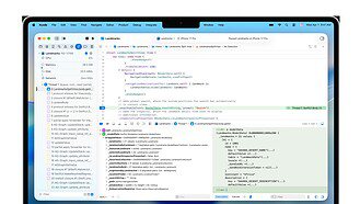 Xcode open on a Mac with source code and debugging tools