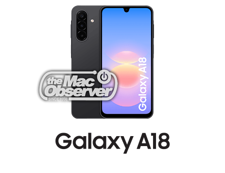 Samsung Galaxy A18 front and back in black