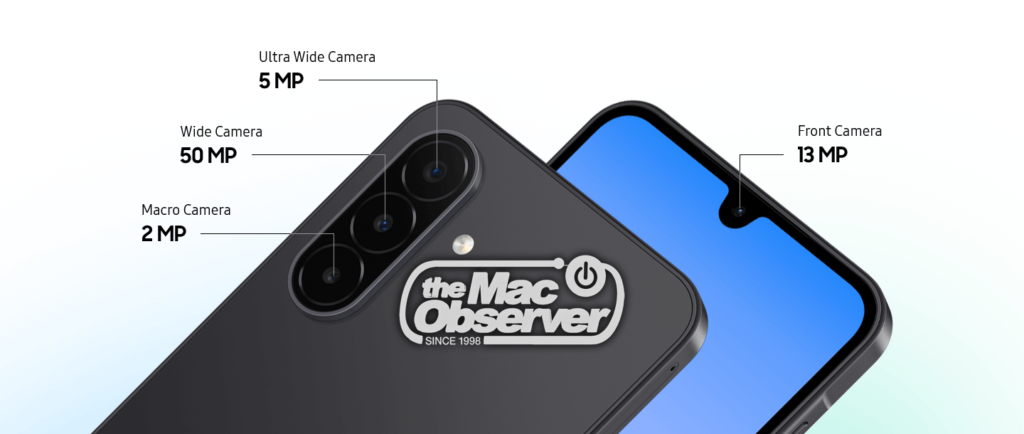 Samsung Galaxy A18 camera specifications: 50MP wide, 5MP ultra-wide, 2MP macro, 13MP front