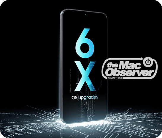 Samsung Galaxy A18 marketing image advertising six OS upgrades
