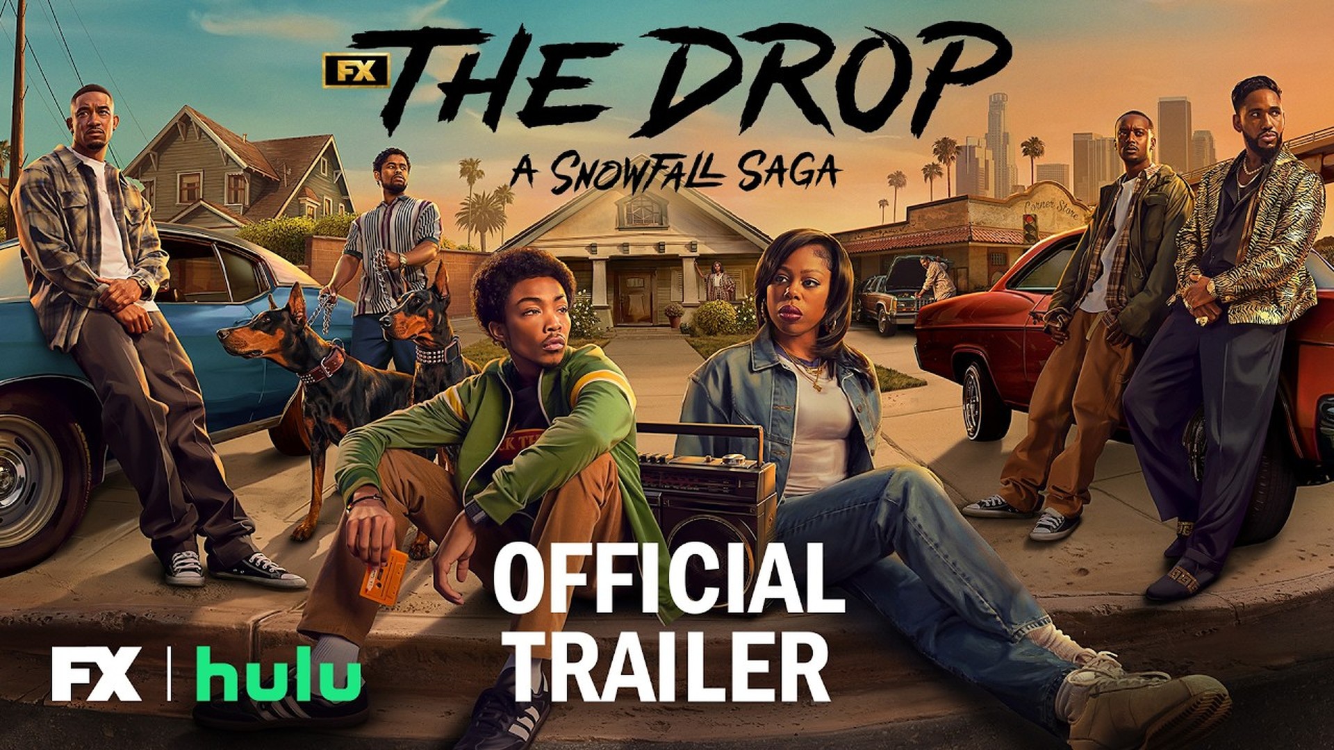 Leon, Wanda and the ensemble in official FX trailer artwork for The Drop: A Snowfall Saga.