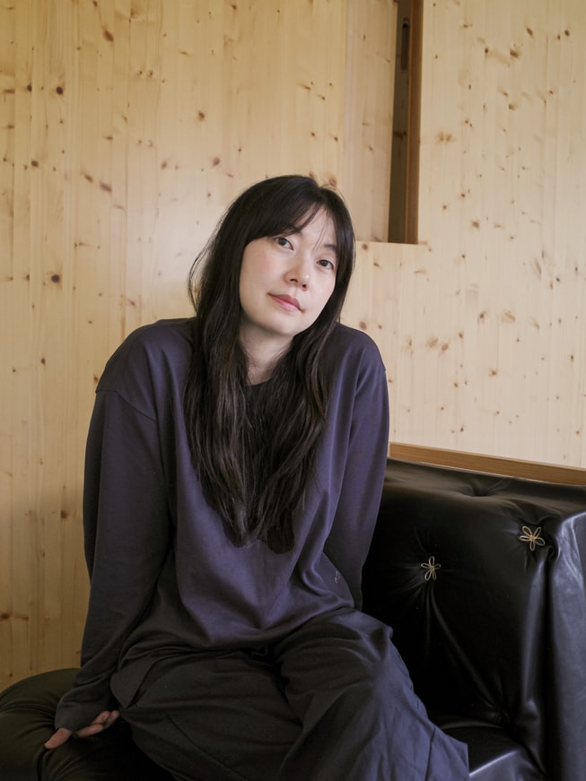 Yoonjeong Lee with her piece New Form