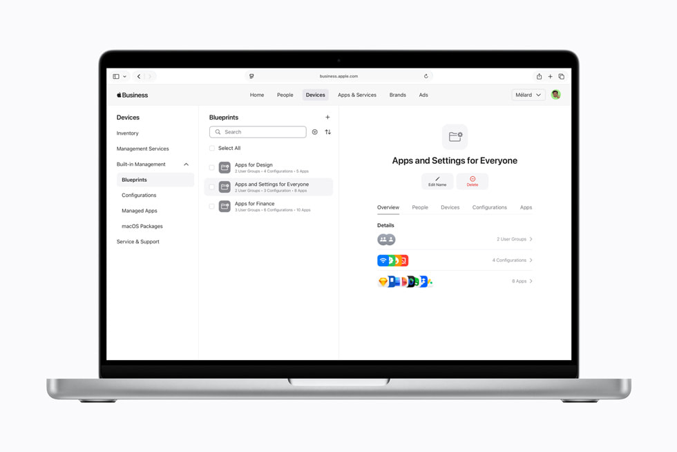 Blueprints in Apple Business on Mac