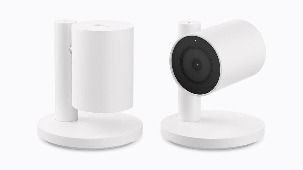 LG Indoor Cam in Essence White tilted up and tilted down