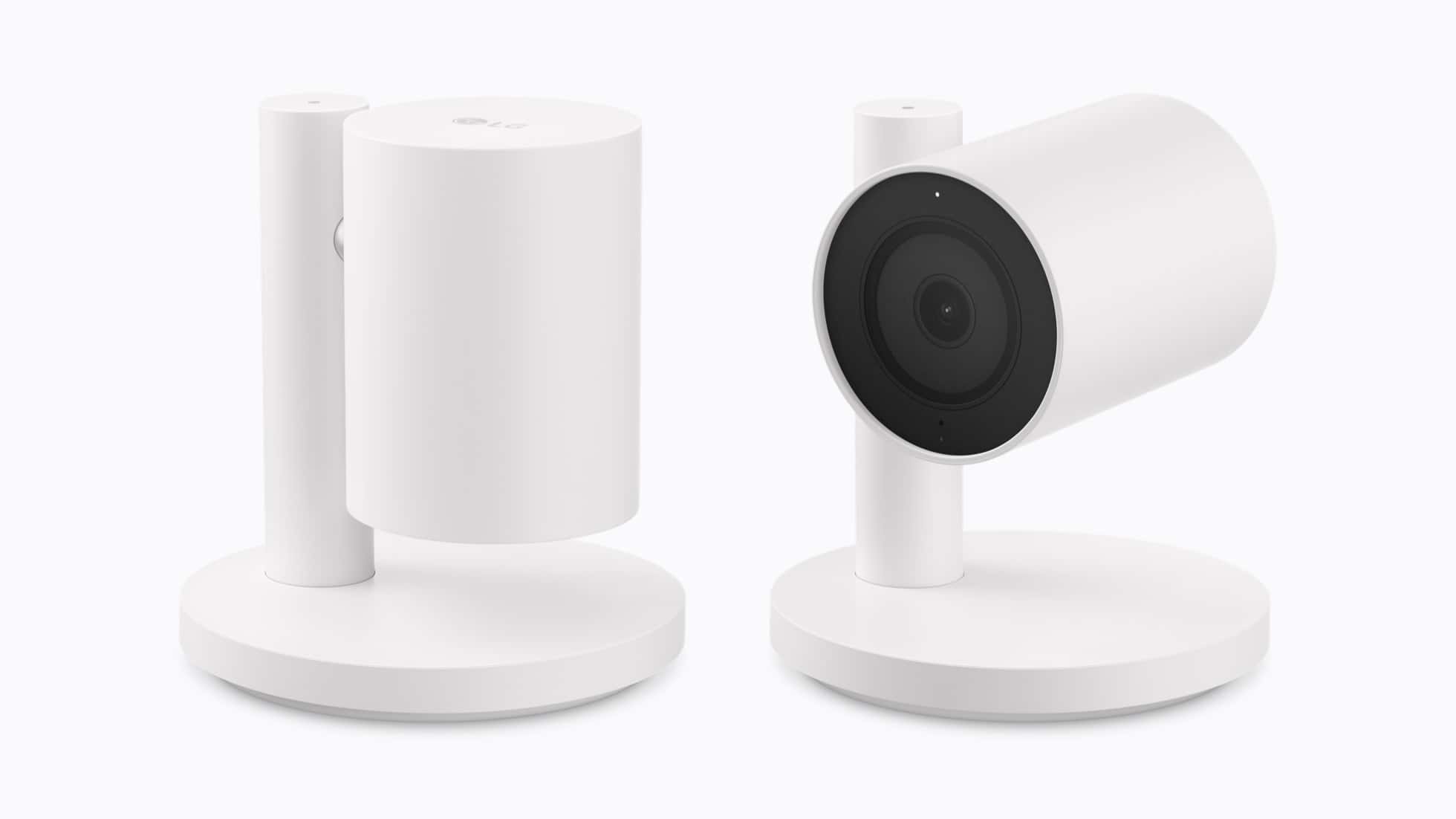 LG Indoor Cam in Essence White tilted up and tilted down