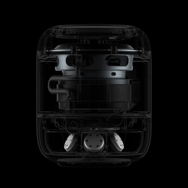Inside HomePod (2nd generation): woofer and tweeter array