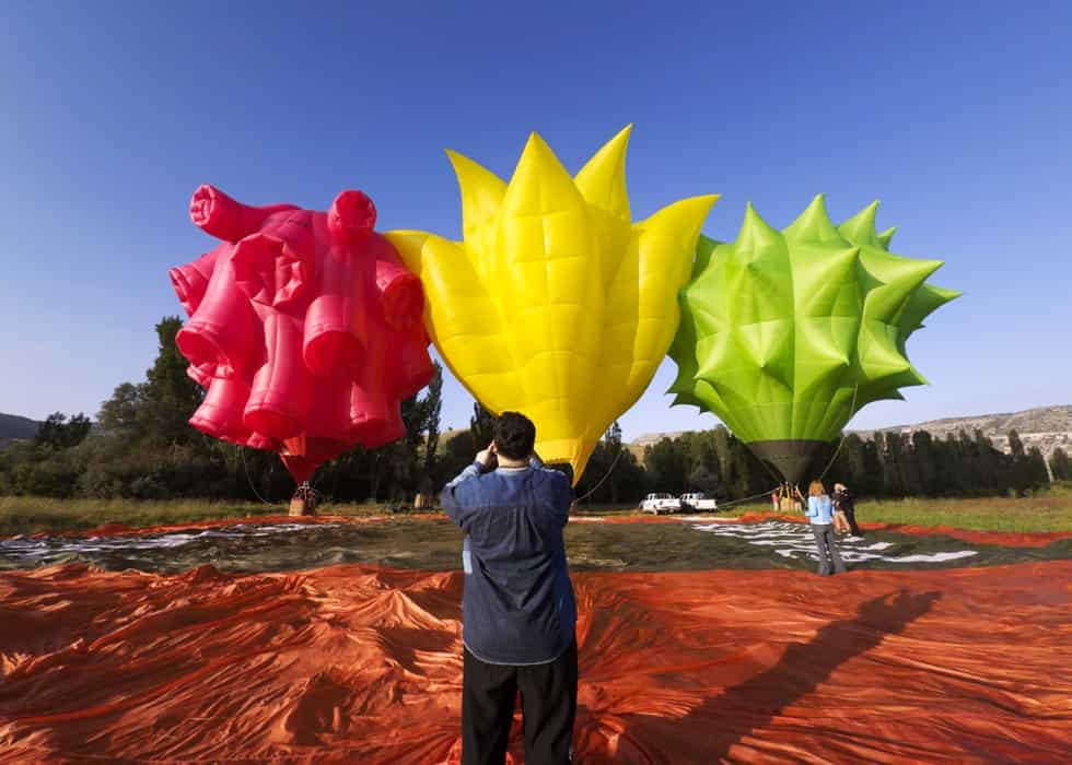 Bunyamin Aydin photographing the three custom hot-air balloons in Cappadocia