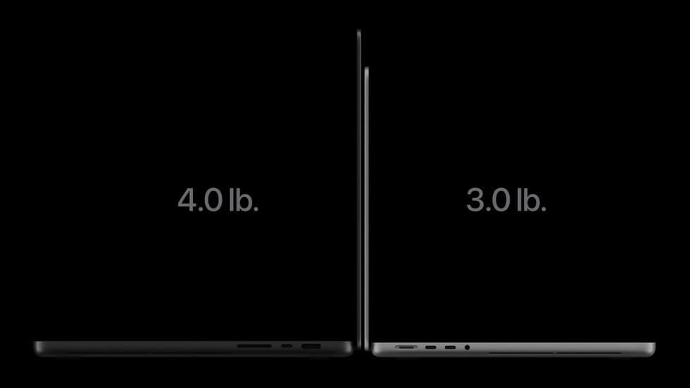 14-inch and 16-inch MacBook Pro with PROLED XDR Display seen in profile