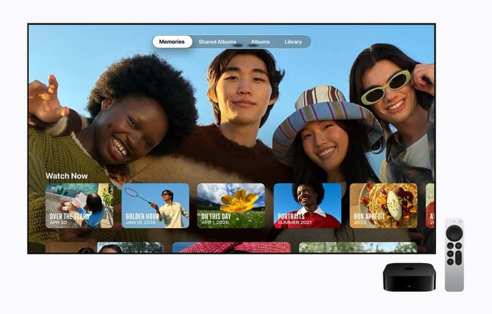 Apple TV 4K showing iCloud photos on screen