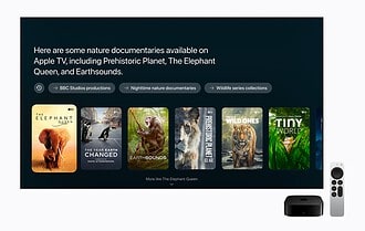 Apple TV 4K showing Siri AI suggestions on screen