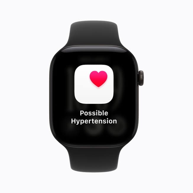 Apple Watch showing a hypertension notification