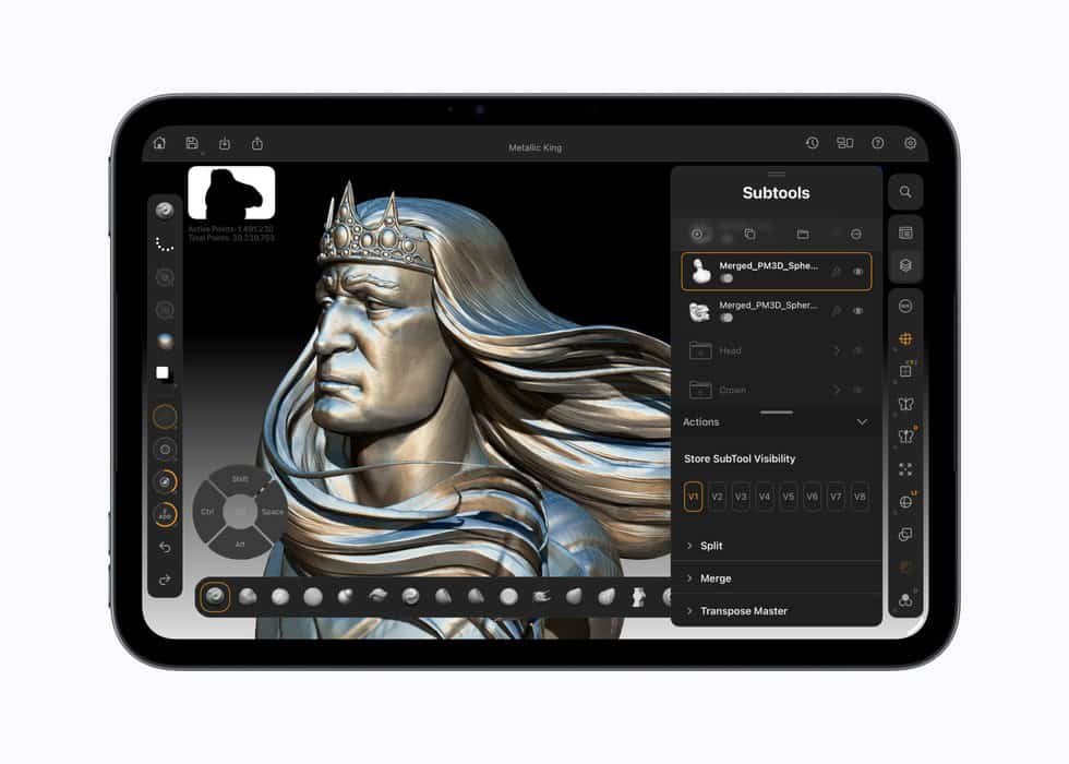 iPad mini running ZBrush