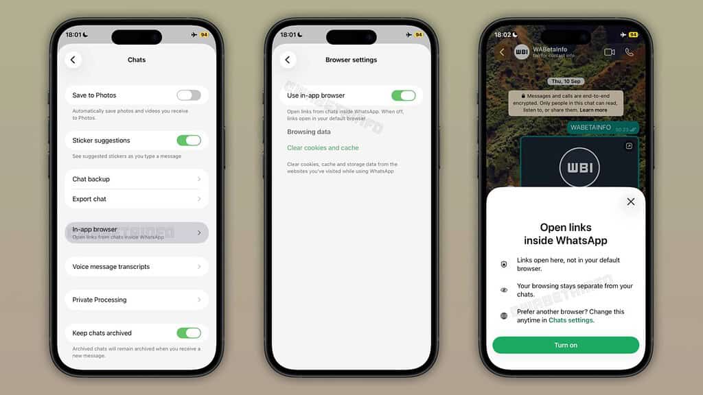 WhatsApp iPhone In-Chat Browser