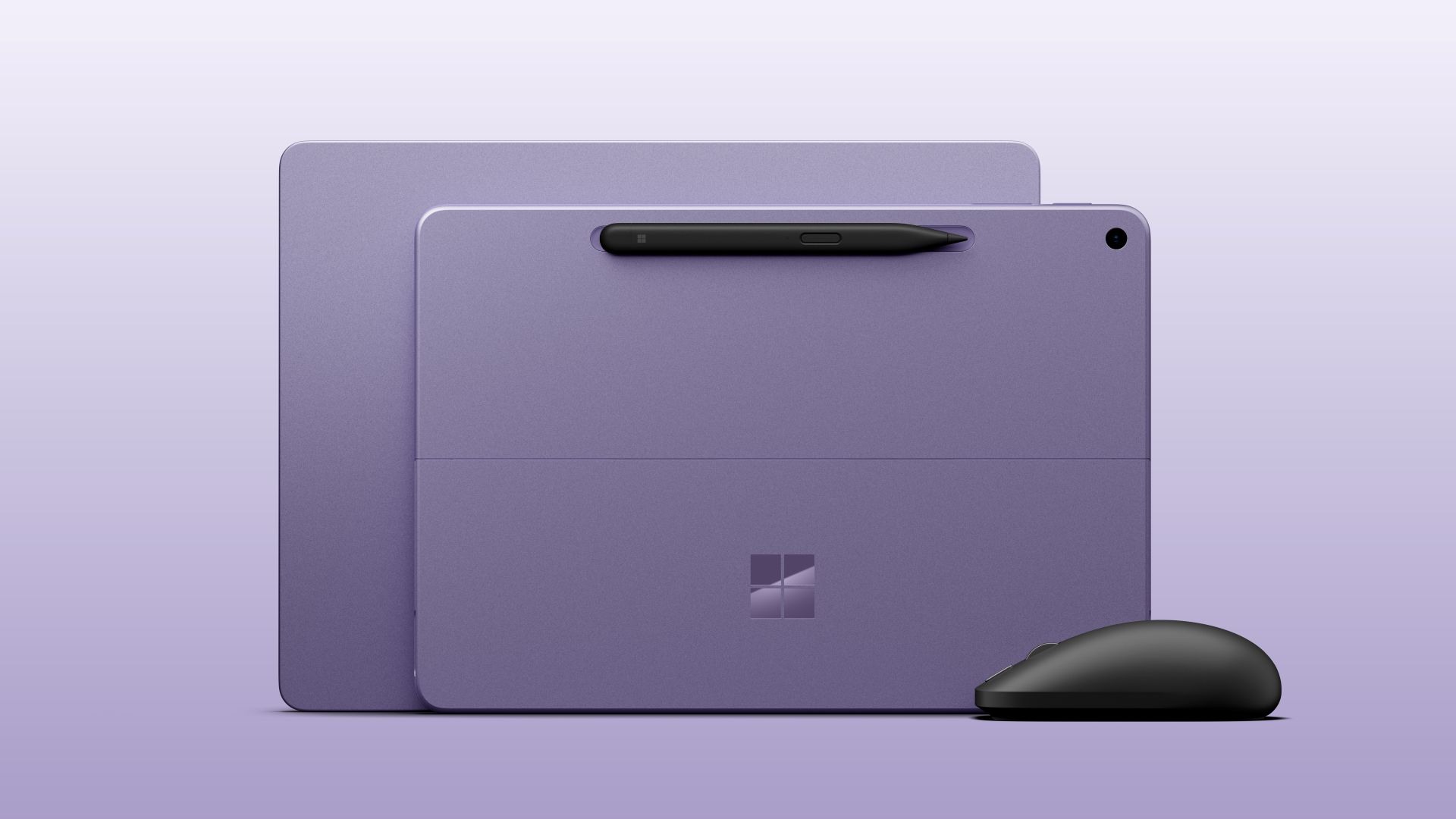 Purple Surface tablet and accessories on a light background