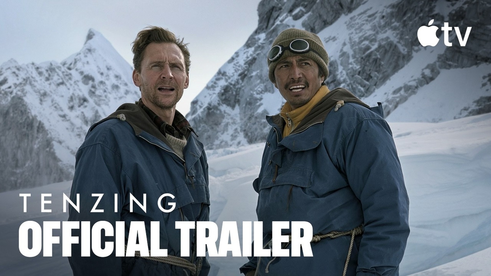 Genden Phuntsok as Tenzing Norgay beside Tom Hiddleston as Edmund Hillary