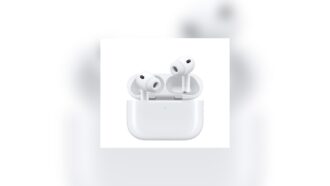 White AirPods Pro 3 earbuds in their charging case